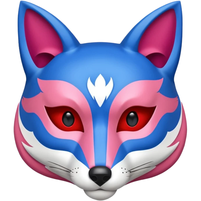 Red, blue and pink fox mask emoji