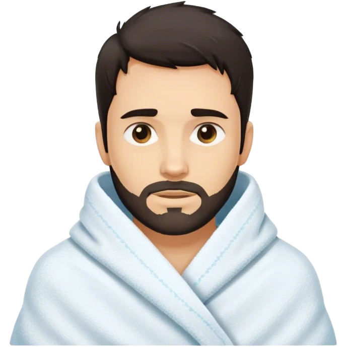 Man who is also a wet towel. Dark hair and dark facial scruff emoji
