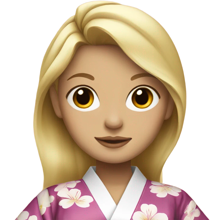 blonde girl in elegant kimono emoji
