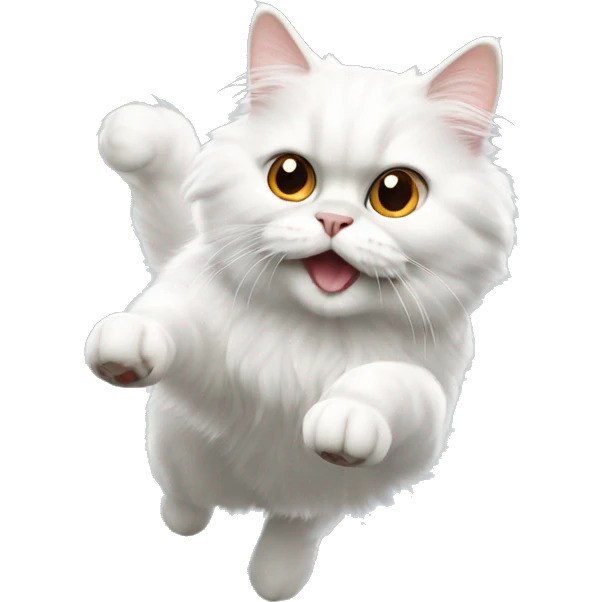 White persian cat jump emoji