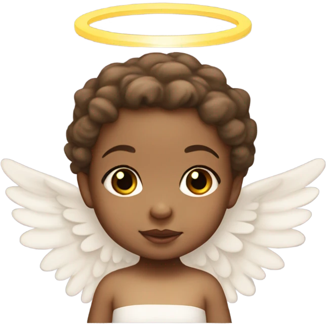 2 light skin baby girls with brown hair with a halo and angel wings emoji