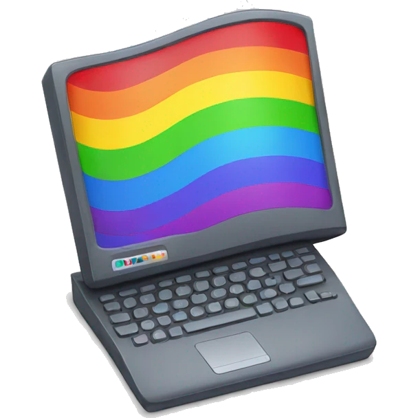 computer with rainbow emoji