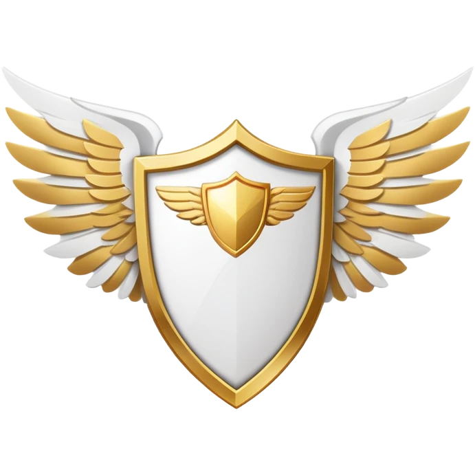 Simplified minimalist gold shield with small white wings and VIP text in the center, clean design emoji