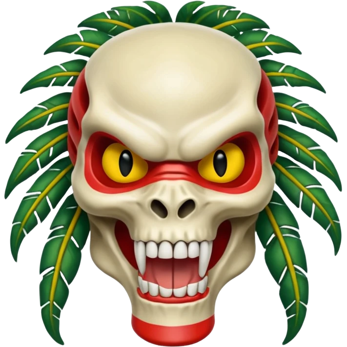 smiling bone predator from movie predator with rasta emoji