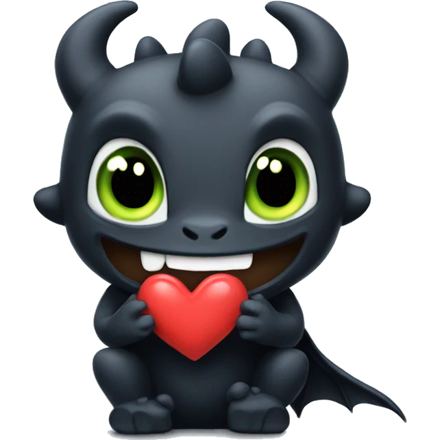 Toothless hold a heart  emoji