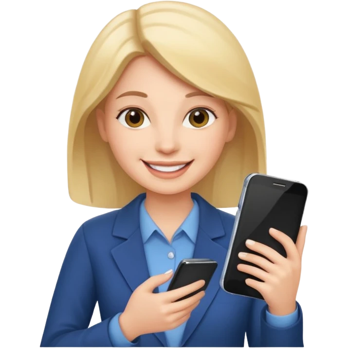 same woman but with phone and documents emoji