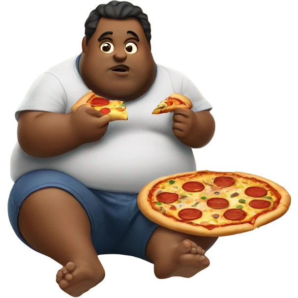 Fat man eating pizza emoji