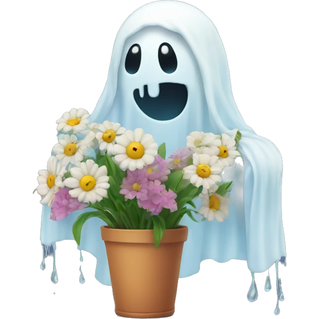 Ghost face watering flowers emoji