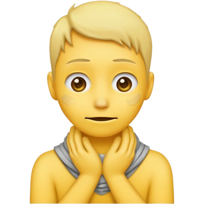 a non human yellow emoji with hands around neck wanting to die emoji