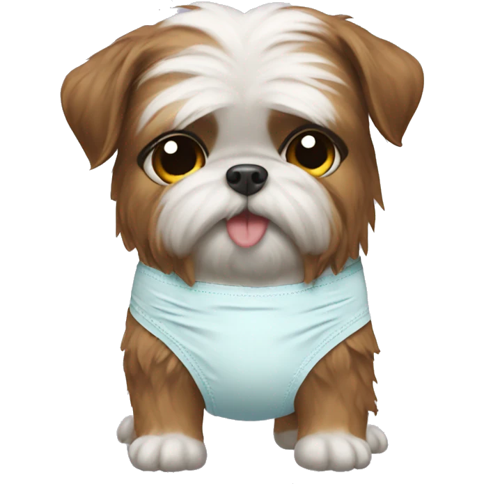 Shitzu wearing baby diaper emoji