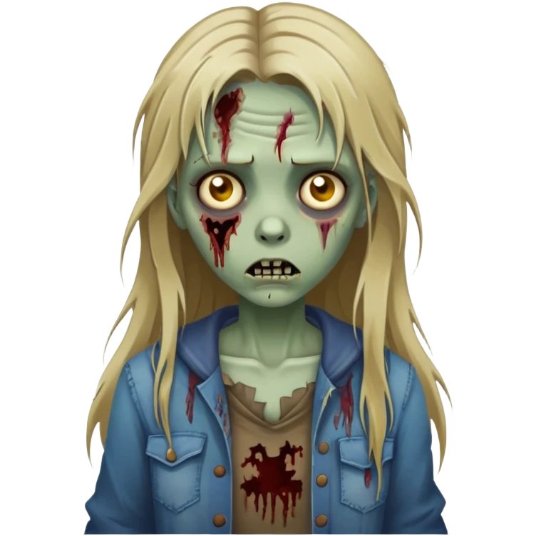 zombie girl with long dark blonde hair emoji