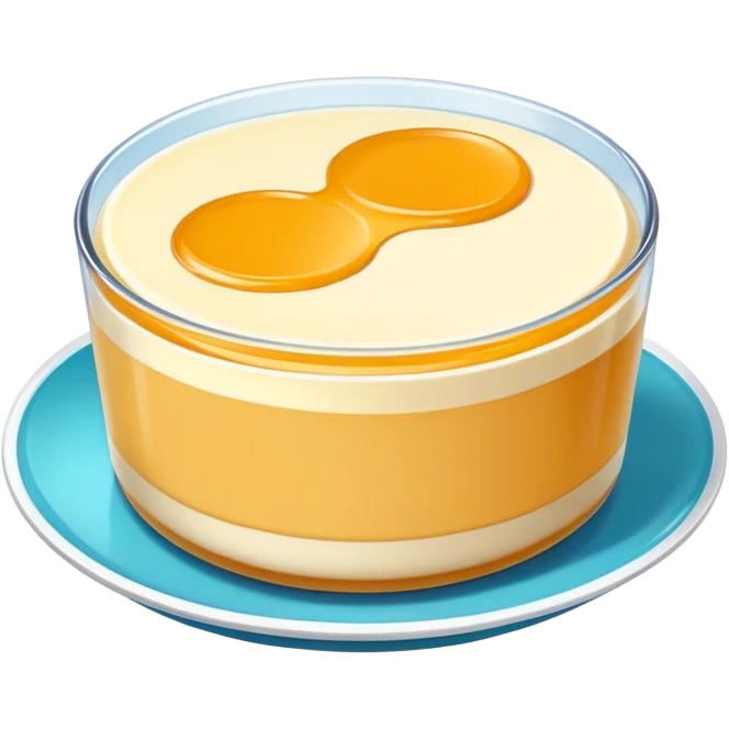 Guangdong double skin milk pudding with smooth layers, simplified emoji style with bold outlines and bright colors, cartoon style Double Pi Nai dessert emoji