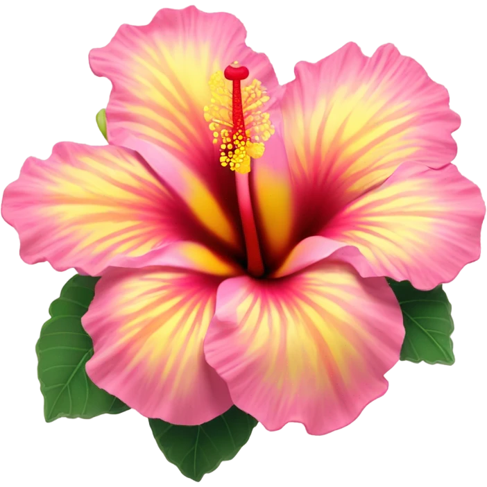 yellow and pink hibiscus flower emoji