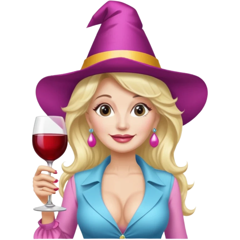 Dolly Parton with a huge glass of wine on a bachelorette trip emoji