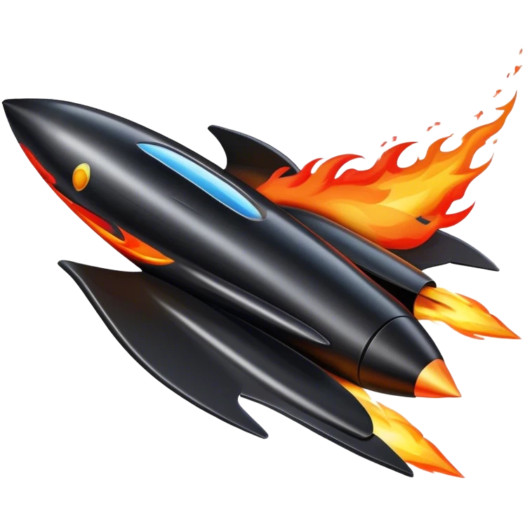 driving fine black rocket with fire color france emoji