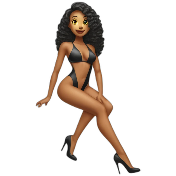 sexy woman on high heels swimming suit long legs posing emoji