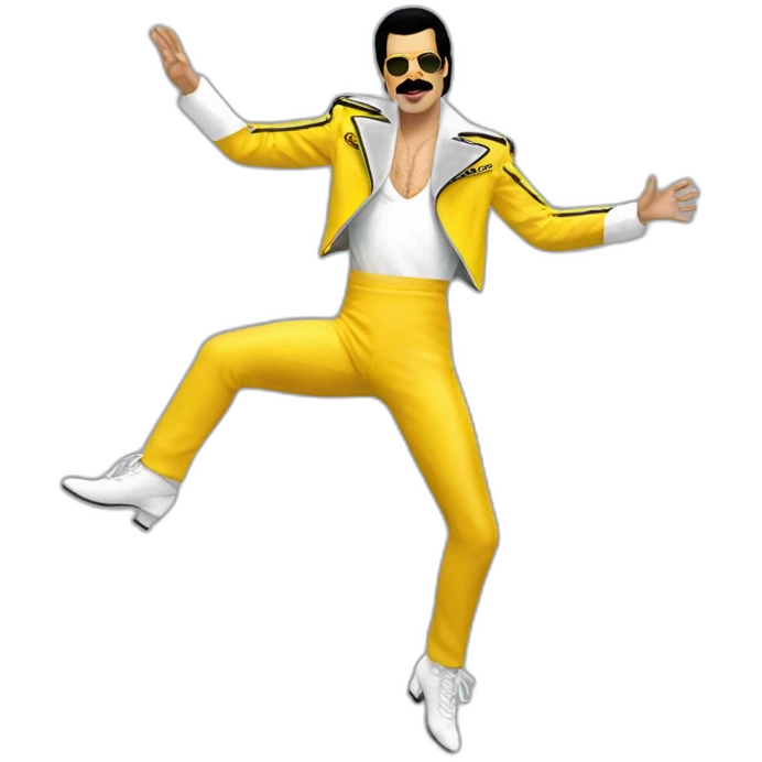 freddie mercury yellow jacket white pants dance emoji