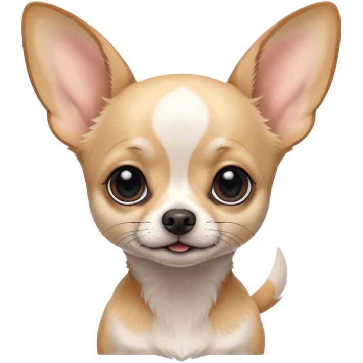 Chihuahua blanco con negro. Grandes orejas super delgado emoji