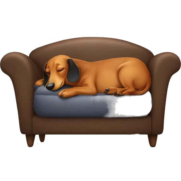 Daschund sleeping on teddy couch emoji