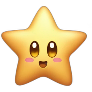 clean cute happy Kirby with a golden star emoji