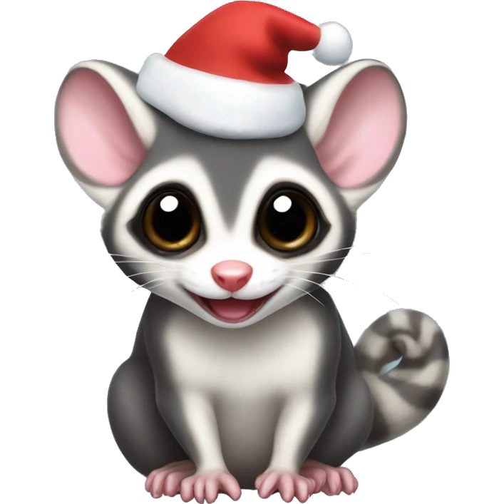 Sugar glider with Santa hat emoji