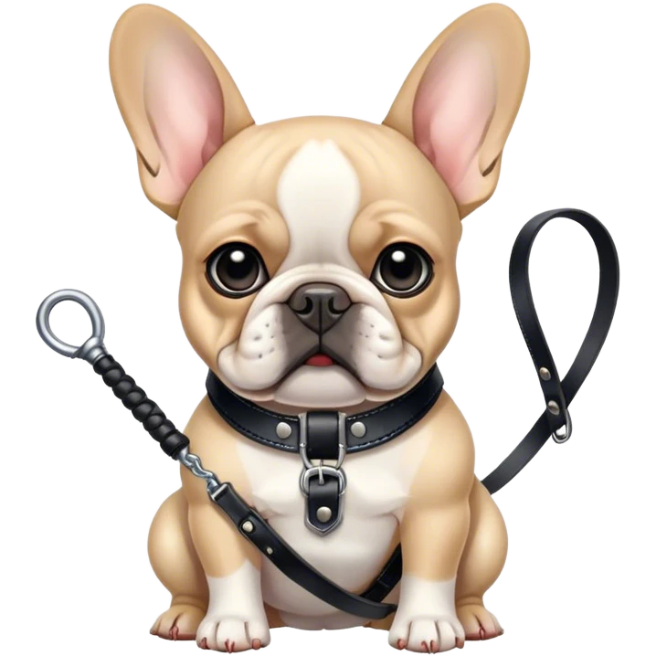 French Bulldog in black leather with whip emoji