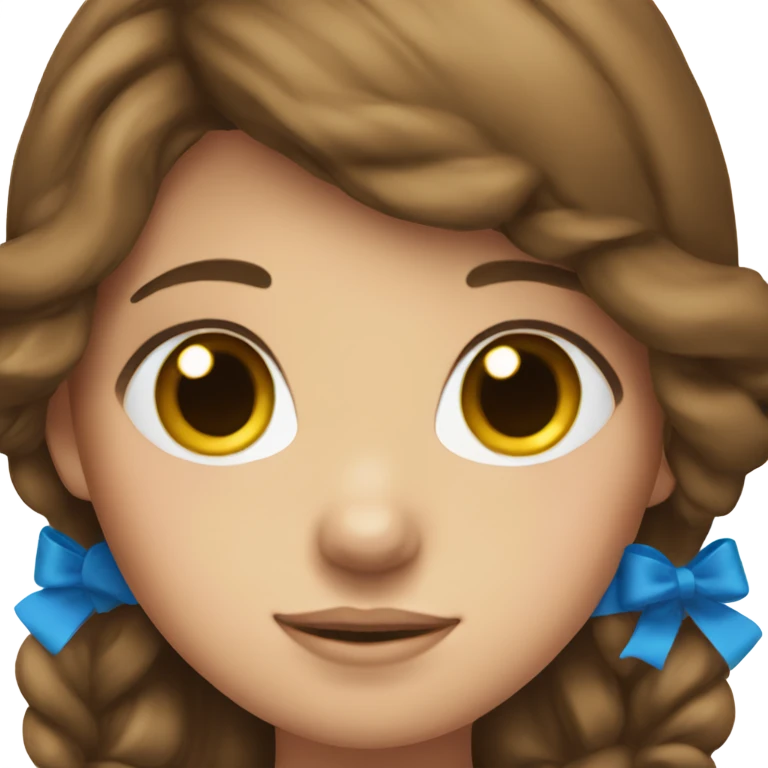 girl with brown hair with a blue bow in her head emoji