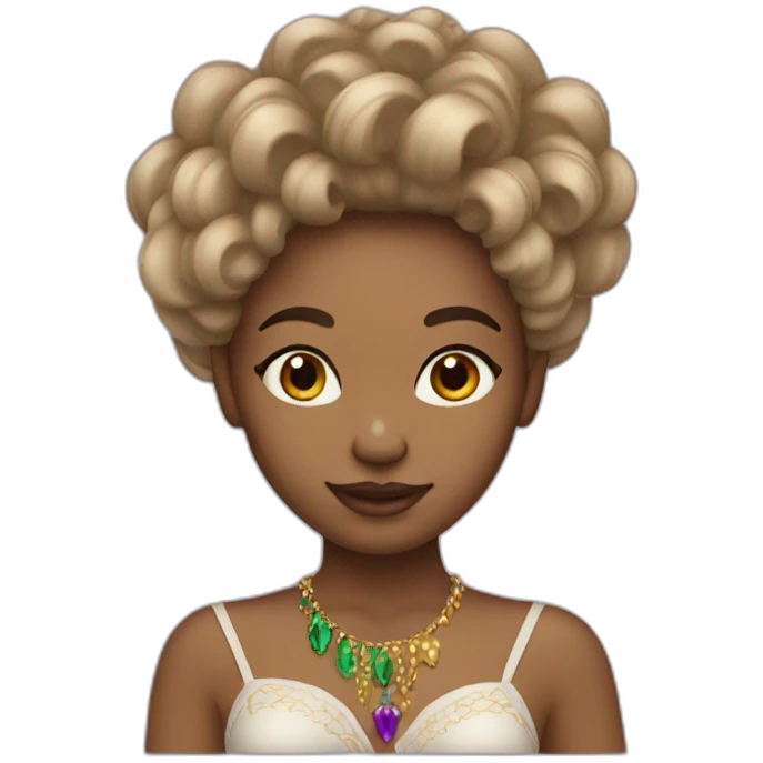 girl with hair mardi gras neutral skin tone emoji
