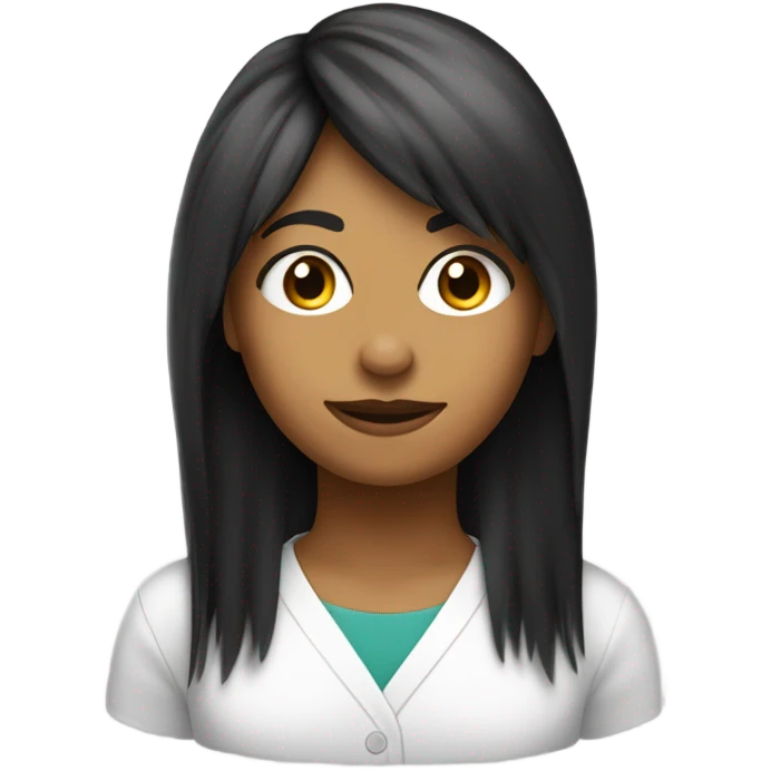 Garota estudante parda cabelo preto liso franja emoji