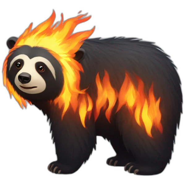 sloth bear with fire emoji