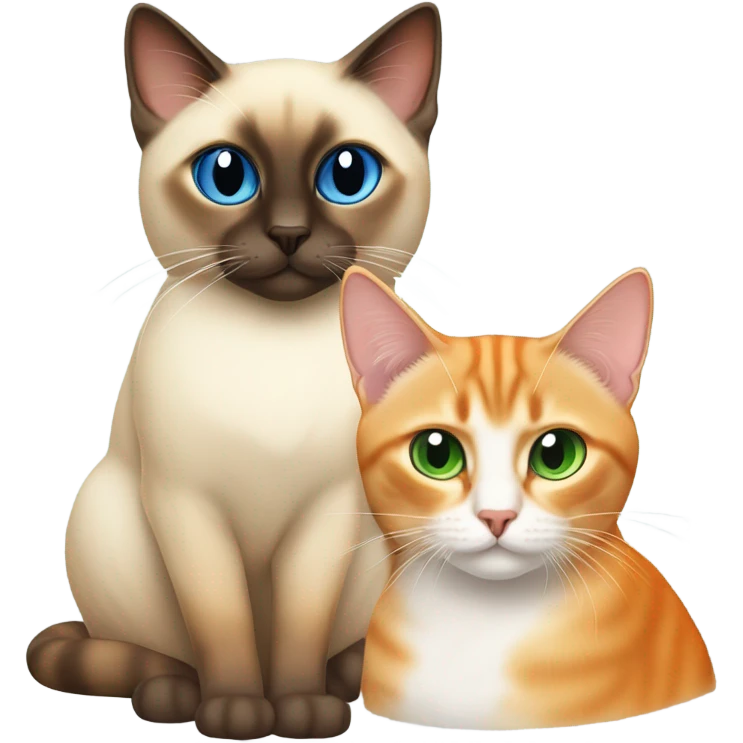 Siamese Cat and Orange cat sitting together emoji
