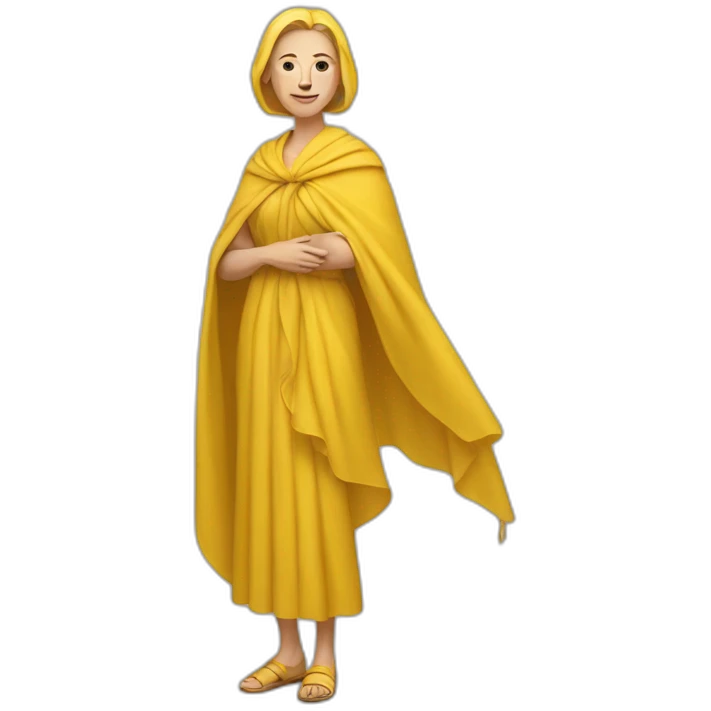 a white woman in a yellow shawl in full growth emoji