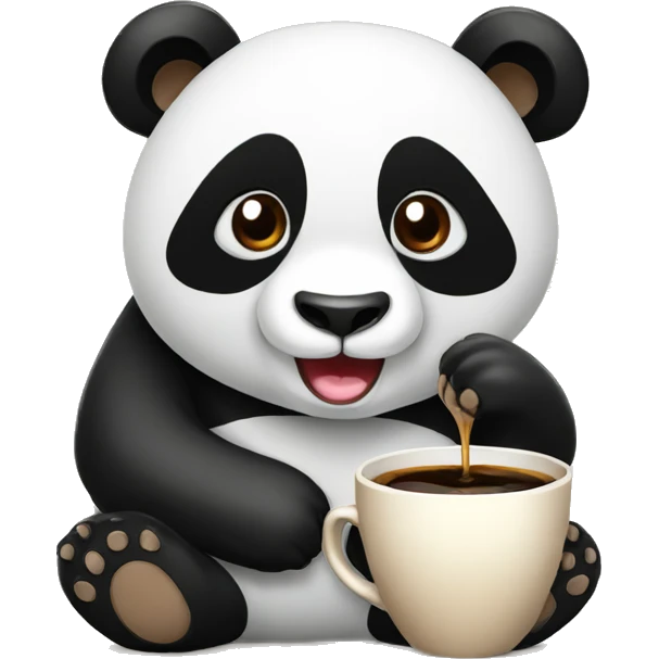 Panda with coffe emoji