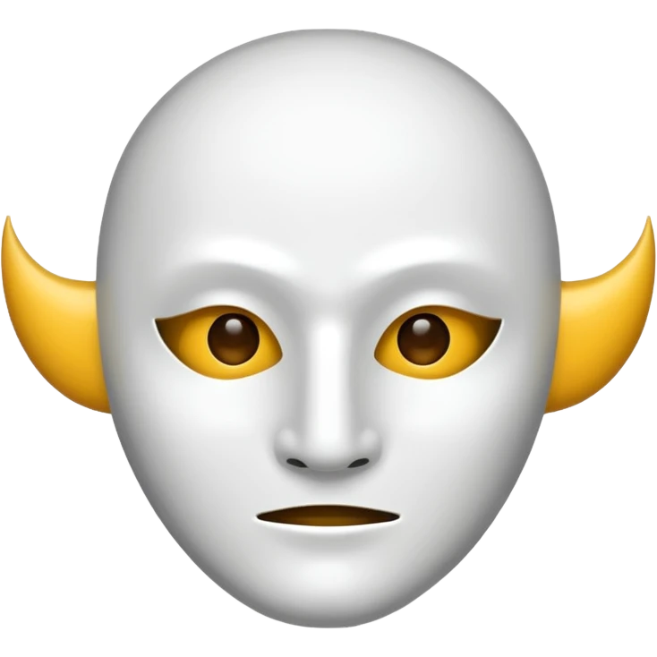 blank white no mouth hole masculine mask moon crescent hole  on forehead  emoji