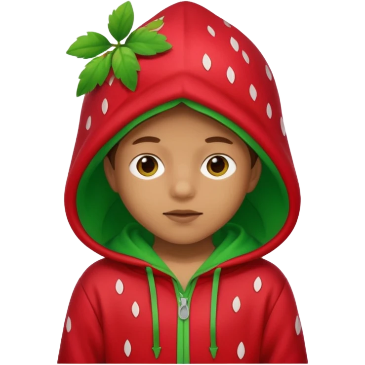 Kids in Fruit Clothes 
A kid wearing a strawberry hoodie with green leaf hood.


































 emoji