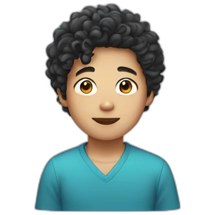 asian boy with curly hair emoji