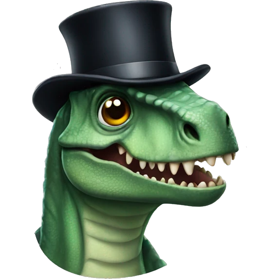Dinosaur with top hat emoji