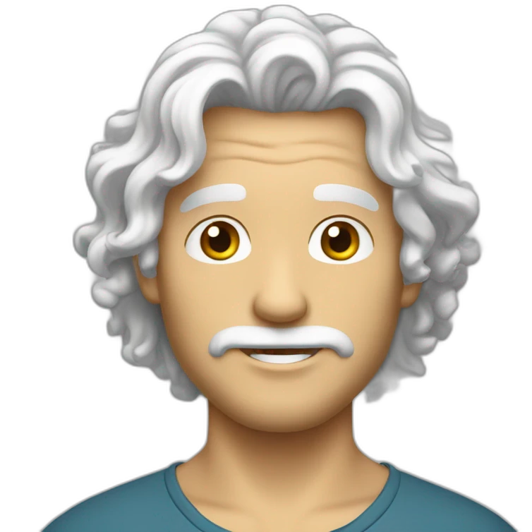 A man with curly white hair transparent background emoji