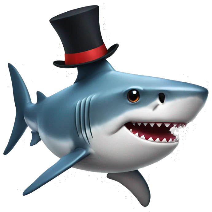 Shark with a top hat emoji