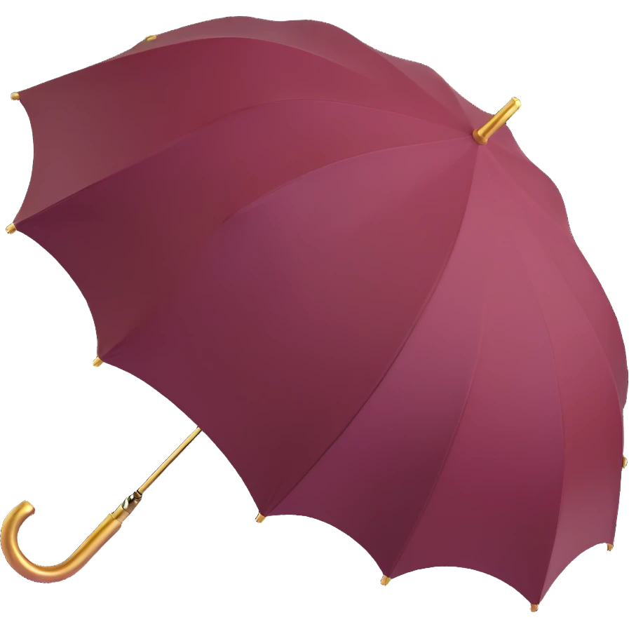 burgundy umbrella with gold trim in 3D emoji style emoji