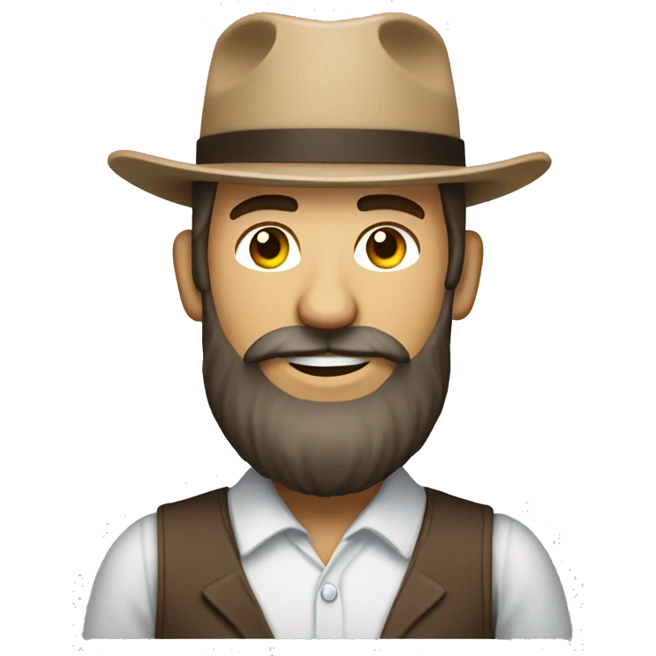 Amish man white with brown straw hat building a building with beard without a mustache with suspenders emoji