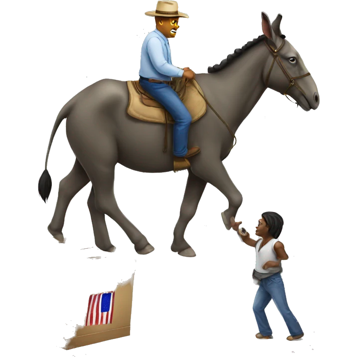 Voter getting off of mule. Voting for elephant  emoji