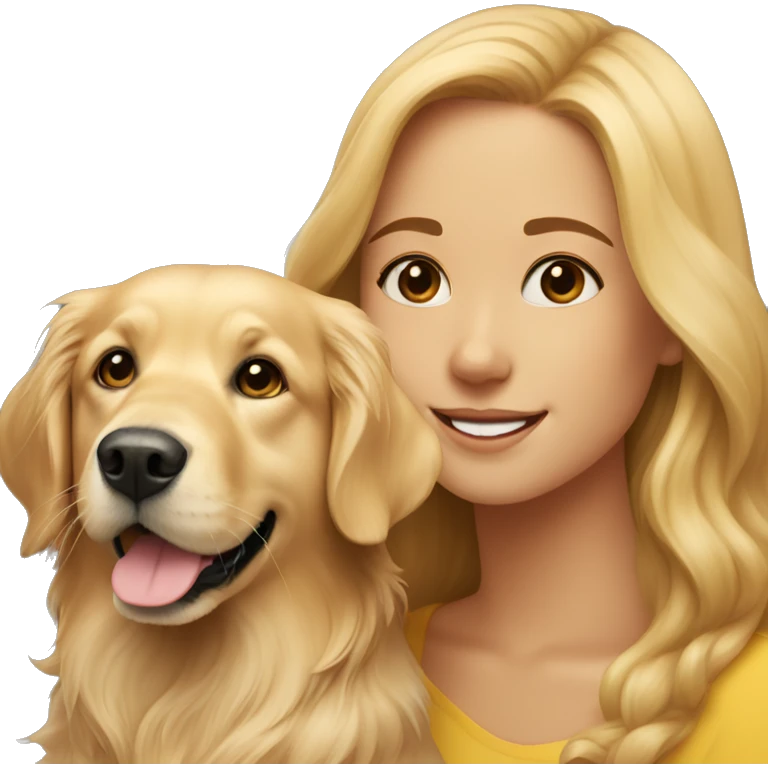 Golden retriever and a young woman  emoji