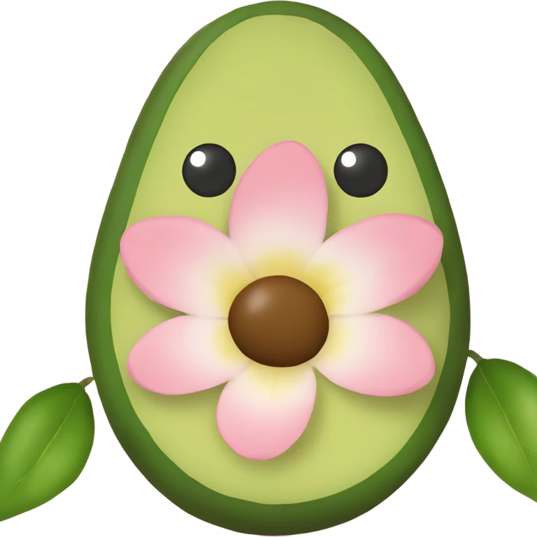 Cute avacado with pale pink flower emoji