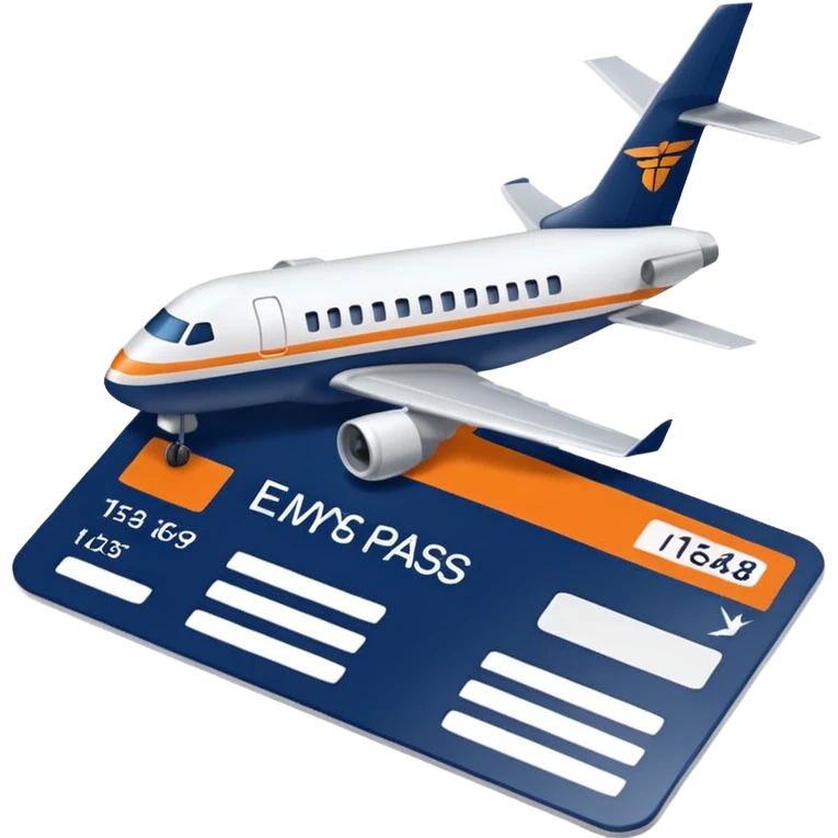 16x16px emoji for 'FlyFlat miles' showing a stylized boarding pass with FlyFlat navy blue, orange, and white colors, representing trip-related points for Assembly trophies emoji