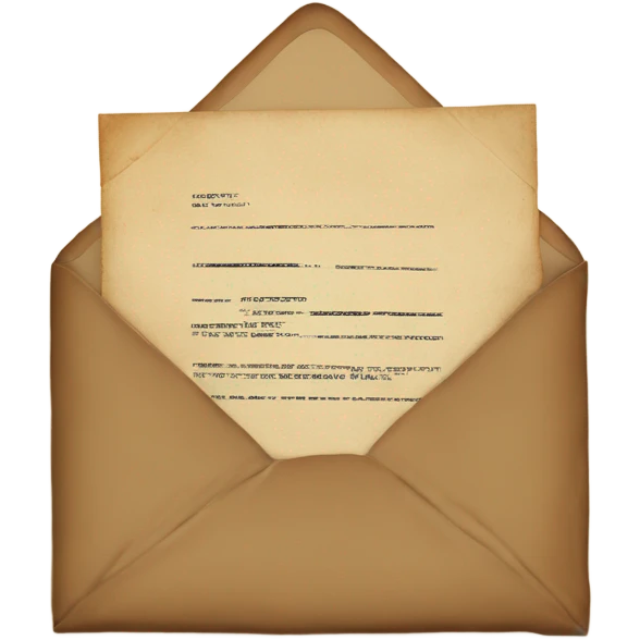 an envelope containing a vintage letter with a light brown stamp in the middle  emoji