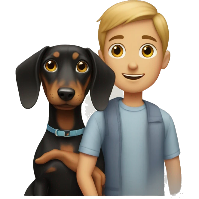 Girl and boy with dachshund emoji