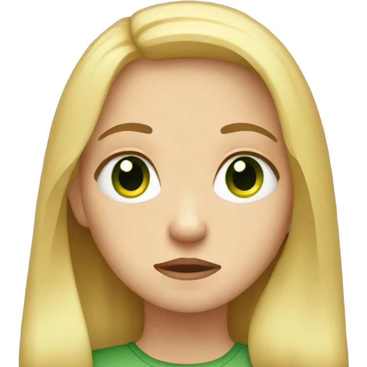 sad emotions of a girl with blond hair and green eyes  emoji