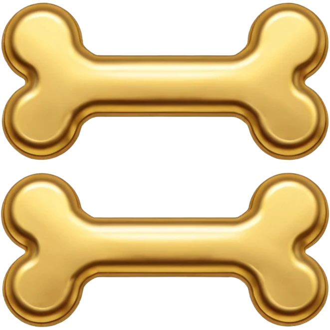 please generate an emoji of a  golden plated dog treat in the shape of a bone emoji