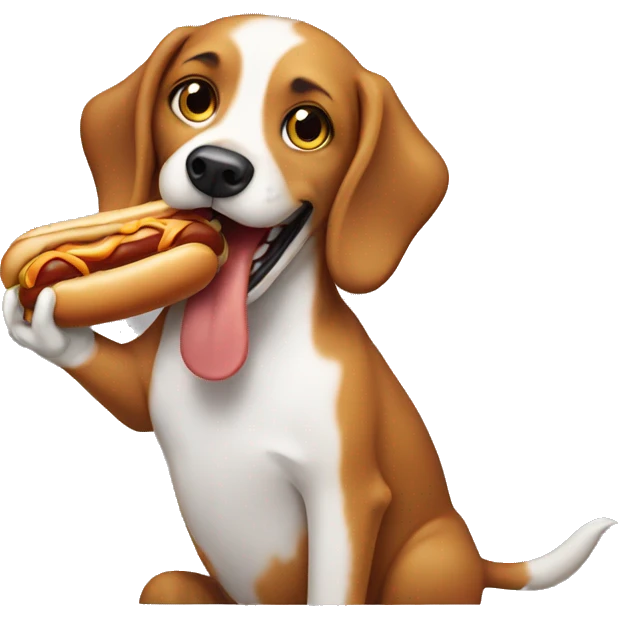 Dog eating hotdog emoji